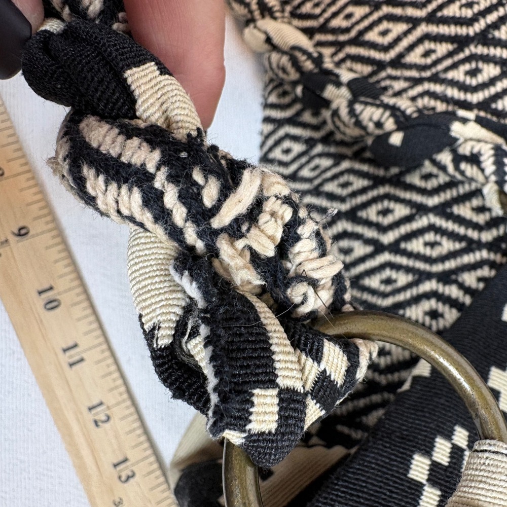 Stela 9 Shiva Boho Hobo Bag Geometric Black Ivory Braided Handle Shoulder Bag - Picture 16 of 16